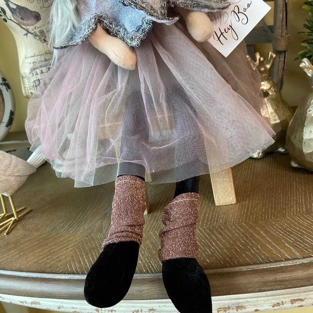 🆕 Vintage Inspired Shabby Chic Halloween Ballerina Witch Rag Doll Shelf Sitter - Picture 9 of 13